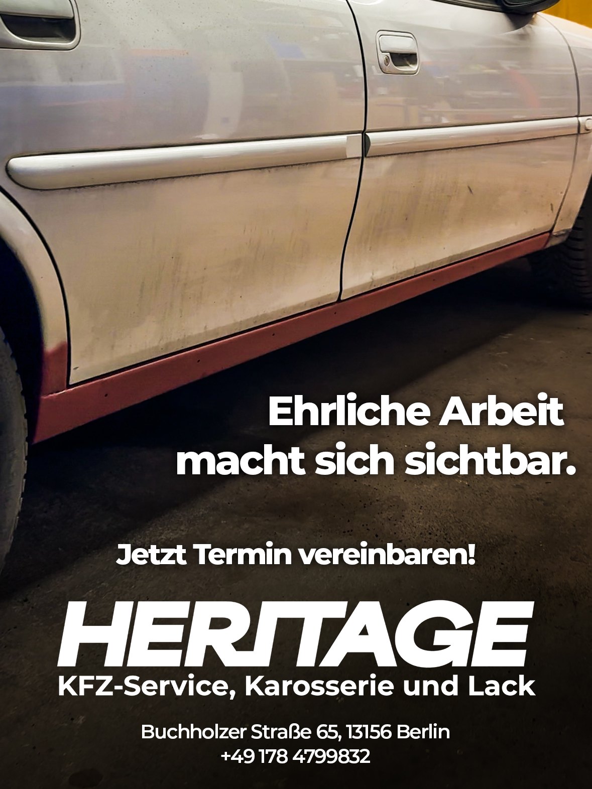 Fertig instandgesetzte Fahrzeugseite